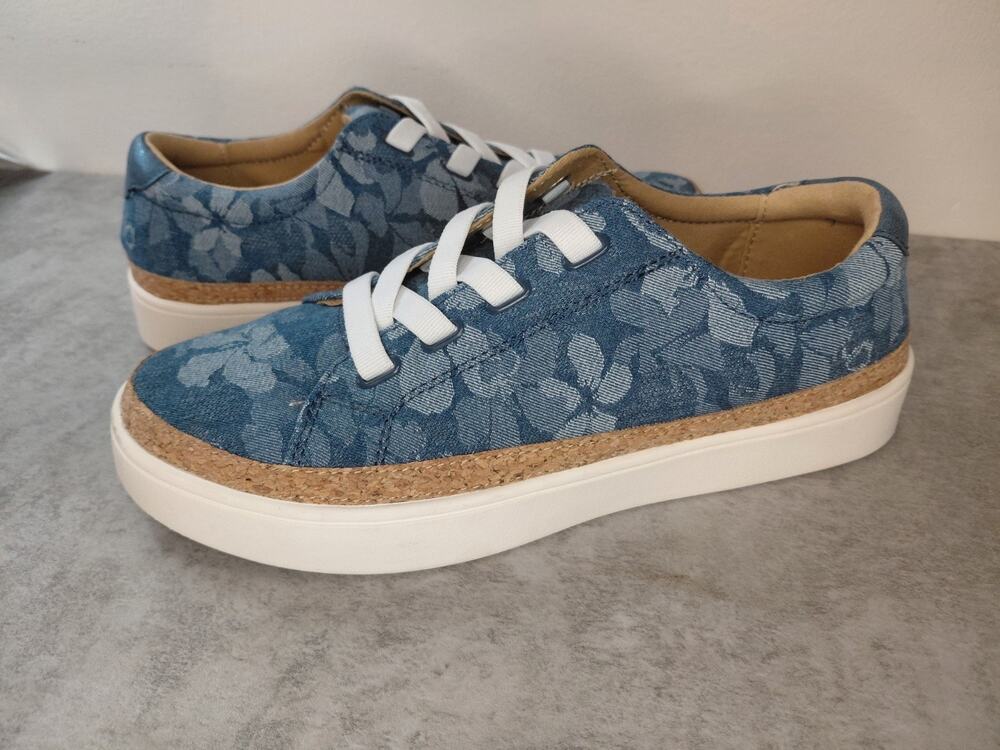 Revitalign Hermosa Orthotic Gore-Lace Slip-On Sneakers Denim Floral Size 8.5 NWT